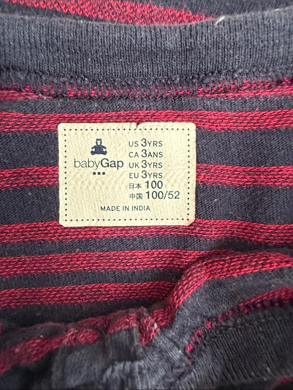 GAP Navy and Pink Striped Long-Sleeve Henley
